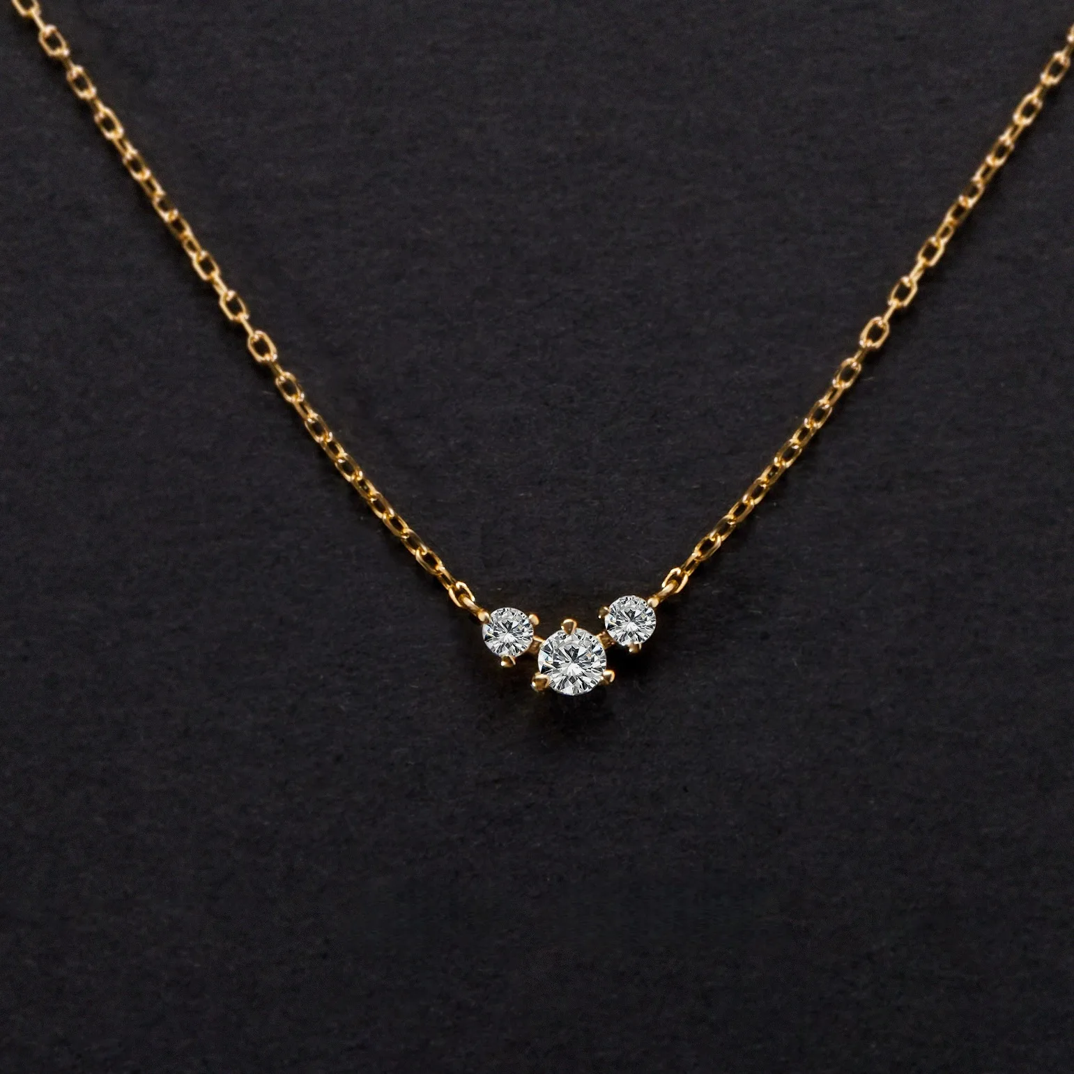 925 Sterling Silver Plating 18K Gold Inlaid Three 5A Zircon Pendant Necklaces for Women Fashionable Temperament Simple Jewelry