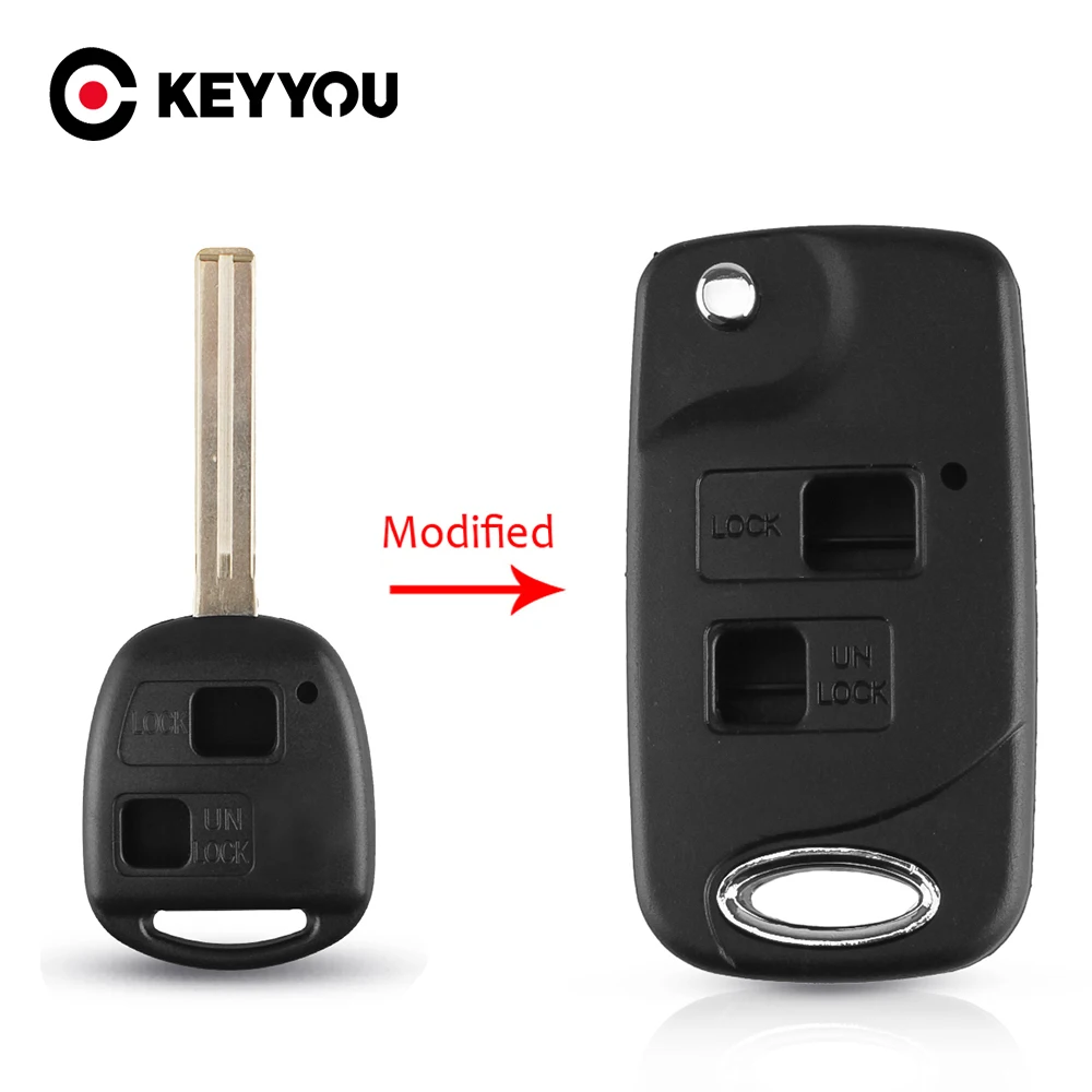 KEYYOU Modified Flip Folding Remote Key Shell Cover For Lexus Es Rx Lx Gsfor 2 Button Housing For Toyota Land Cruiser TOY40