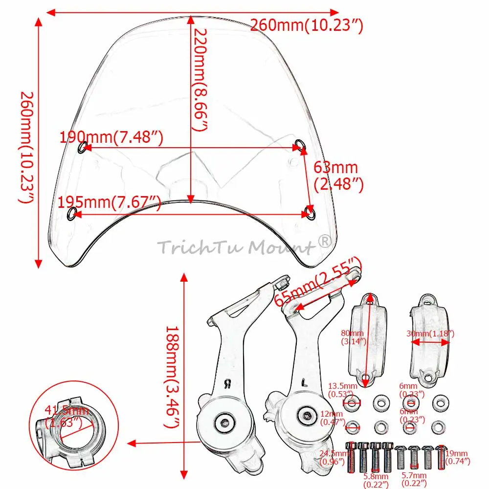1Pcs Windshield Wind Splitter With Brackets Wind Deflectors Fits For Triumph Bonneville Bobber 2017-2020 Light Smoke Windscreens