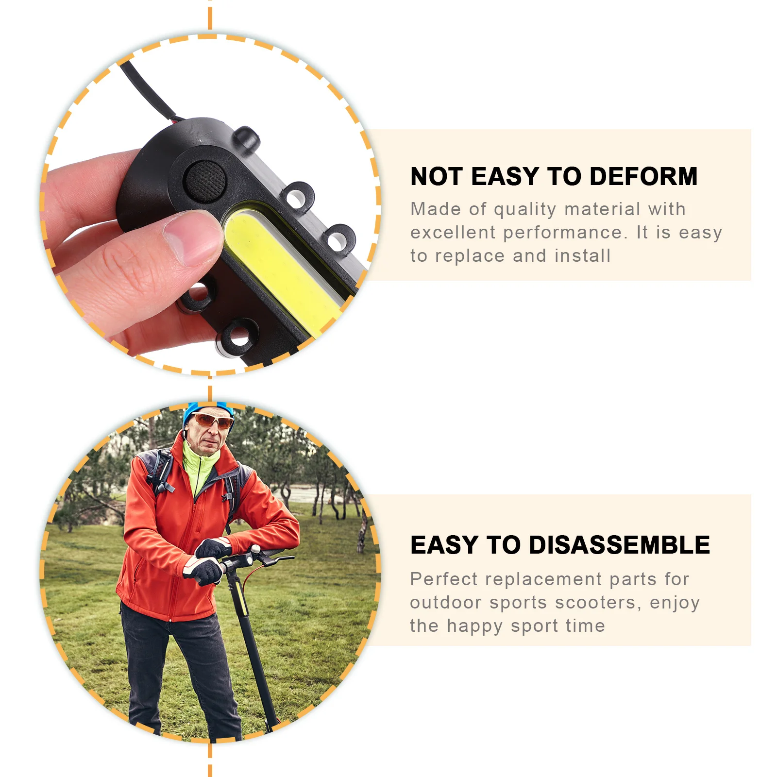 

Upgraded LED Headlight for 5 to 6.5 Inch Scooters Waterproof Front Light for Aluminum Carbon Fiber Electric Scooter
