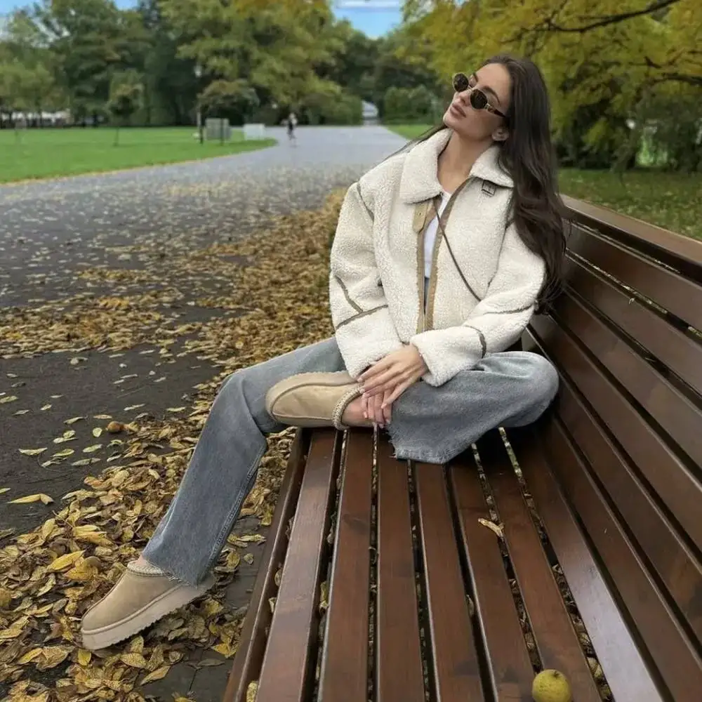 Nuova Giacca Corta da Donna Autunno-Inverno, Ampia e Calda, in Pile Double-Face con Maniche Lunghe e Colletto, Ideale per il Pendolarismo