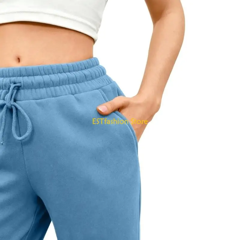 Y5GC Women's loose-fitting wide-leg jogging pants with pockets.