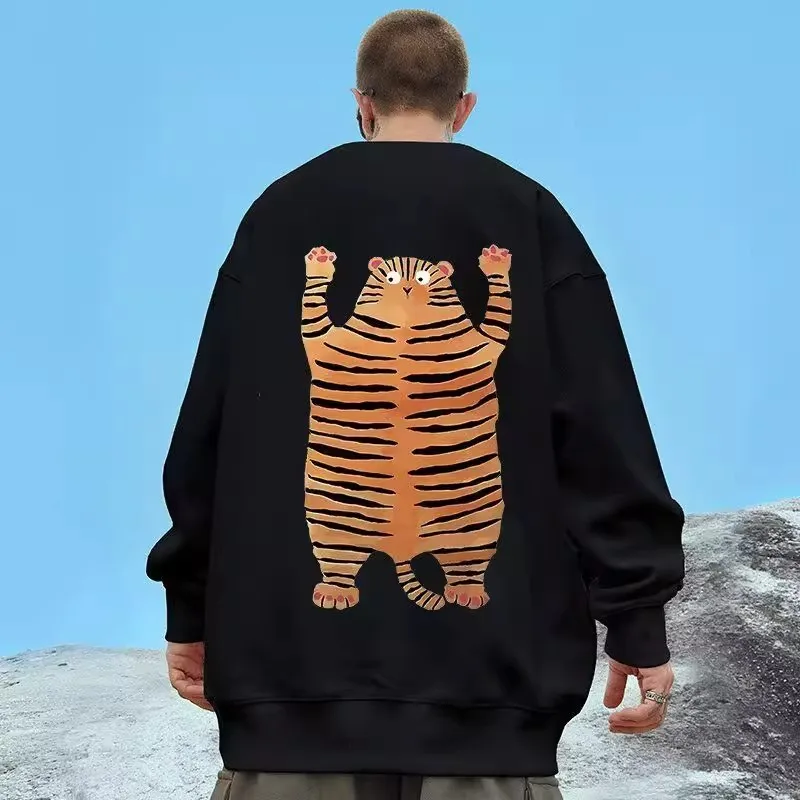 

Утепленная толстовка с длинными рукавами и принтом тигра, унисекс, осенне-зимняя, хлопковая, комфортная, теплая, устойчивая к сминанию, антибактериальная.