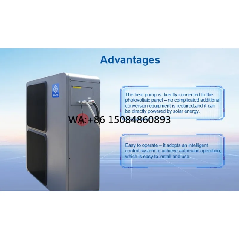 OEM 10KW R290 EVI DC Inverter Photovoltaic Air to Water Heat Pump, 80℃ Hot Water