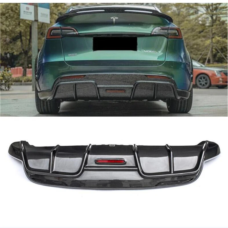 

High Quality REAL Carbon Fiber Rear Diffuser Bumper Lip Spoiler For Tesla Model Y 2020 2021 2022 2023