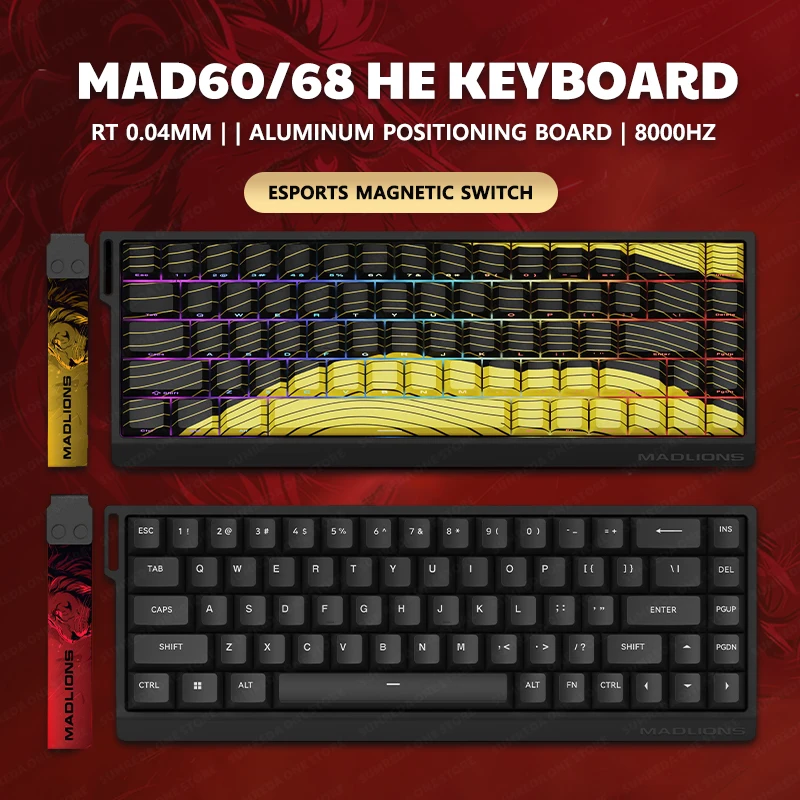 

MADLIONS Mad60/68 HE Mechanical Keyboard Magnetic Switch Wired Hot Swap 8K Polling Rate Customized Gaming keyboard Pc Gamers