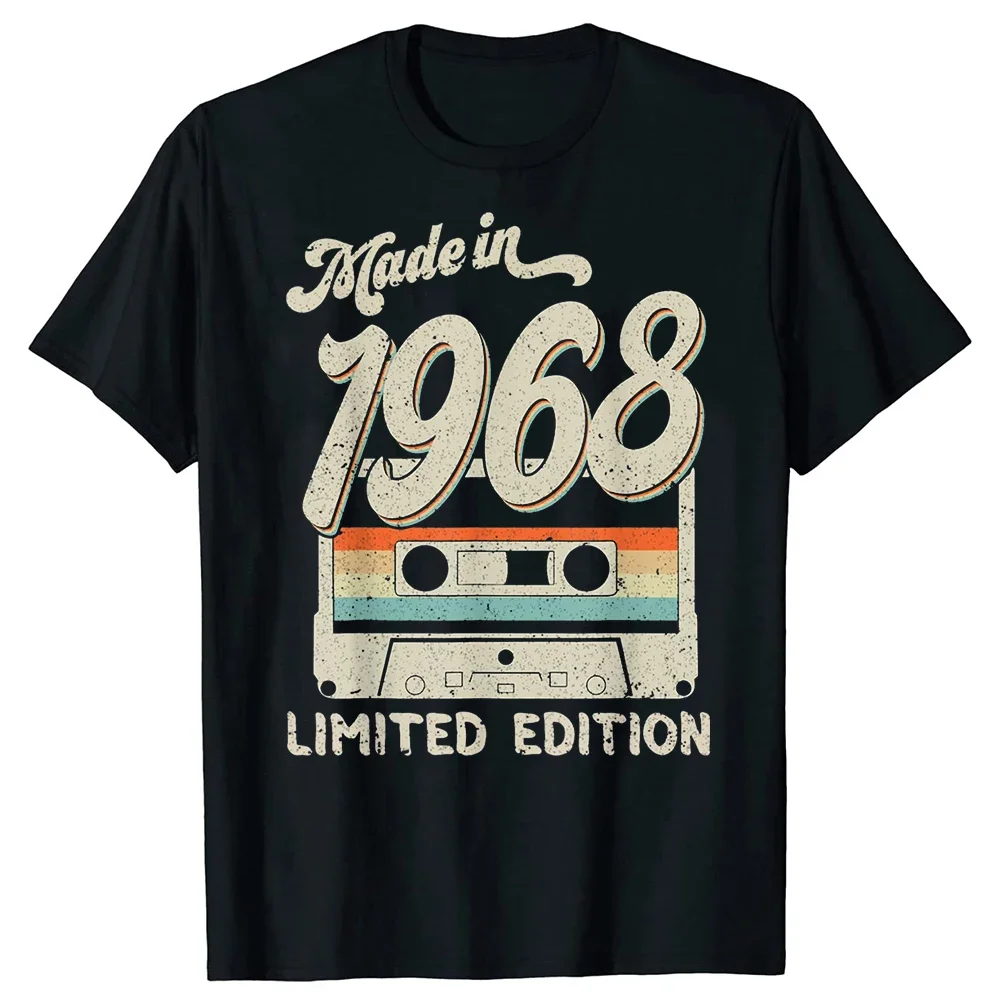 Made in 1968 Limited Edition Birthday Cassette Tape Tshirt Man T Shirt Woman Herejoko Straatwaer Vintage Cotton T Shirt