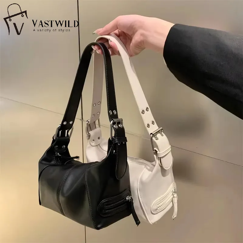 

New Y2K Style Shoulder Bag Women Underarm Tote Bag Fashion Trendy Motorcycle Handbag Multi-pocket Shoulder for Girls Street Wear