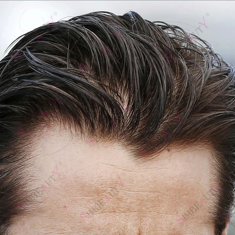 

Супертонкий 0,02 мм, плотность 80%, темно-коричневый мужской парик Remy, человеческие волосы, система Vloop, естественная линия волос, необнаружимая основа для кожи, проста