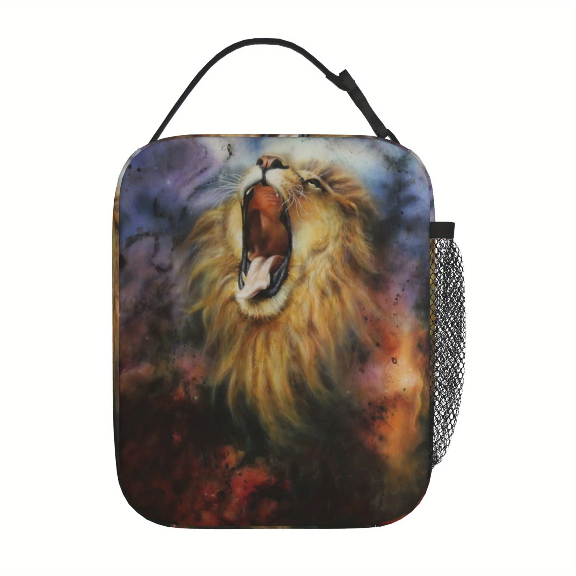 

1pc [2D flat printing] Lion Insulated Lunch Bag, Reusable Lunch Tote Bag Anime Portable Lunch Box Cooler Bag for Travel Picnic,