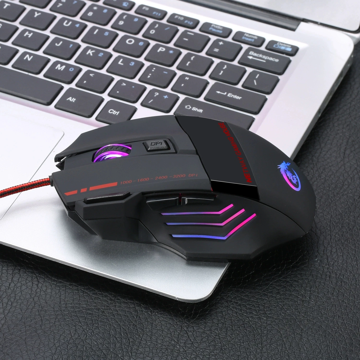 Professional Gaming Wired Mouse Seven-key Backlit Mouse 5500 Dpi Fast Move Five Levels of Adjustable Dpi Ergonomic Optical Mouse