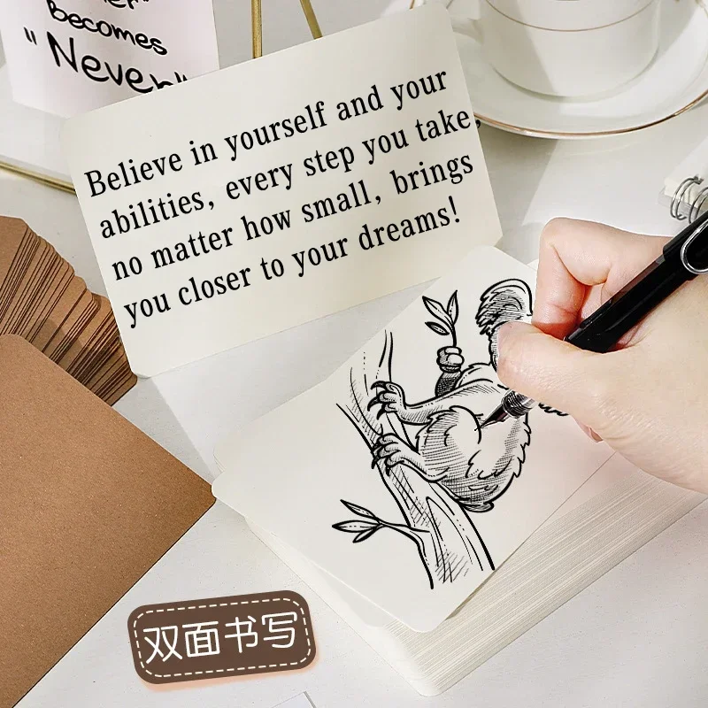 15/30/60pcs Blank Card Kraft Paper 12.6x7.6cm Retro Double Sided Word Card DIY Postcard Gift Greeting Invitation Message Card