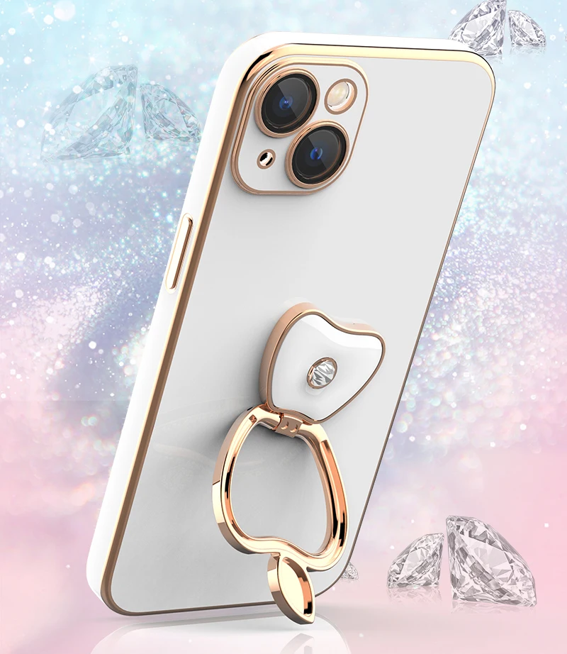 New Noble Flash Diamond Apple 13PROMAX with Ring holder phone case lens all-pack suitable for iphone full range