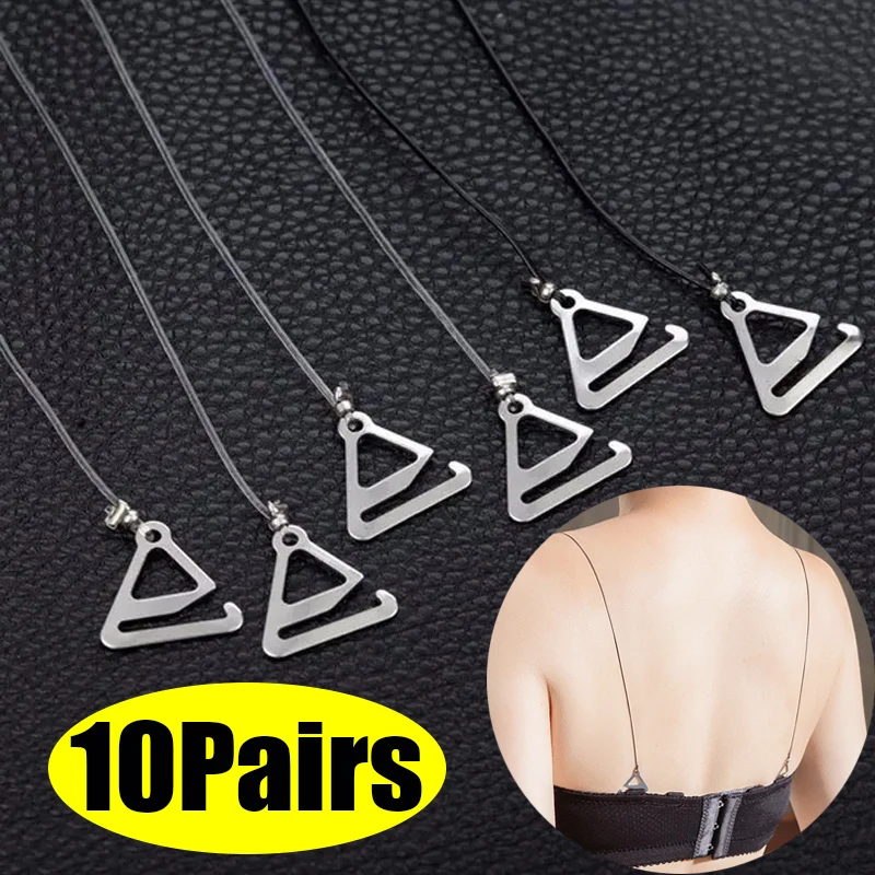 

20Pc=10Pair Clear Bra Strap Silicone Bra Accessories Bra Shoulder Strap for Women Adjustable Transparent Hook Invisible Straps