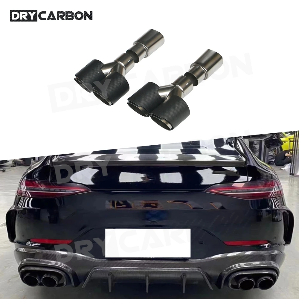 For Mercedes Benz AMG GT63 GT63S 4 Door 2019-2023 Car Rear Exhaust Tips Tail Pipe Muffler Outlet Carbon Fiber Accessories