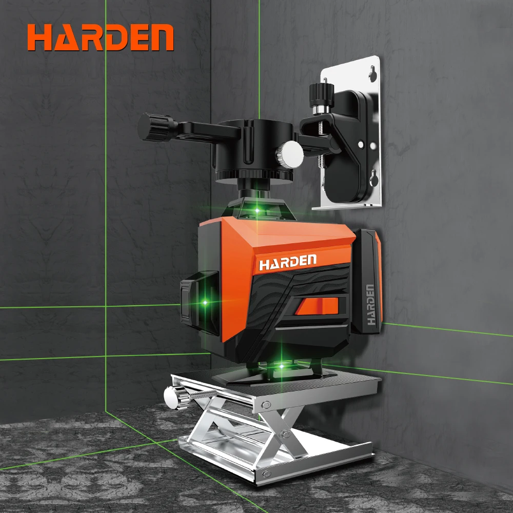 

HARDEN 360-Degree 4D16-Line Indoor/Outdoor Laser Level 3.7V 635nm 100FT Range Red Cursor Line Dual Laser Leveling Laser