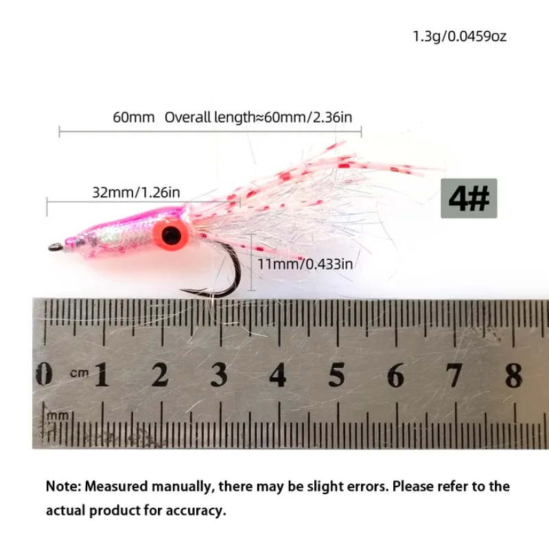 3pcs Colorful Squid Biomimetic Bait Sea Fly Bait Fishing Lure Set 60mm/1.3g Hairy Hook Bait Beard Luminous Big Eyes Barbed Hook