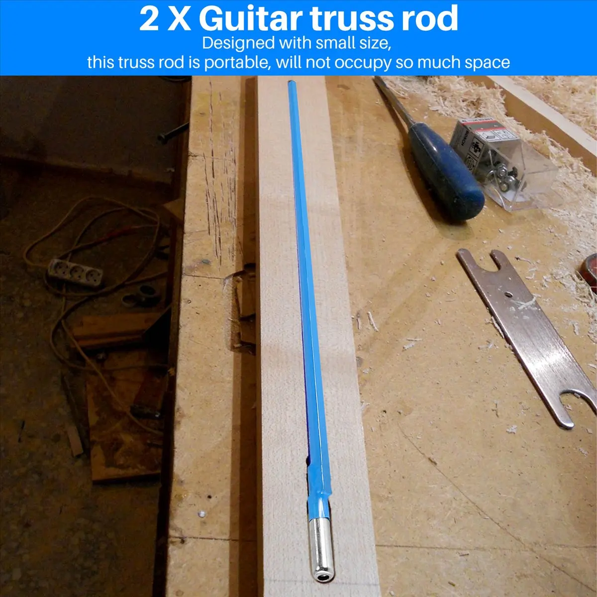【CYBER MONDAY】2Pcs Two Way Rod Type Guitar Truss Rod Steel 9 x 420mm Blue Guitar Accessories