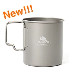 TOAKS Titanium 450ml Cup Ultralight Version Outdoor Camping Equipment Portable Cup Mug Foldable Handle Tableware
