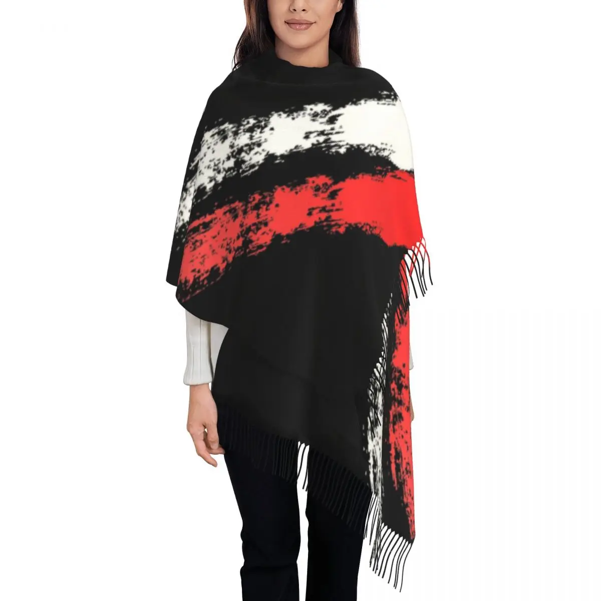 Custom Print Poland Polish Flag Scarf Women Men Winter Fall Warm Scarves Polska Shawl Wrap