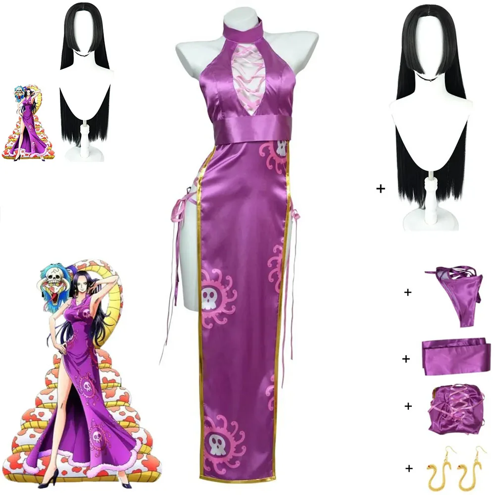 

Аниме Боа·Хэнкок Косплей Костюм Семь Ворлаз Море Ока Шичибукай Платье с боковым разрезом Парик Серьги Сексуальный Карнавальный костюм для вечеринки