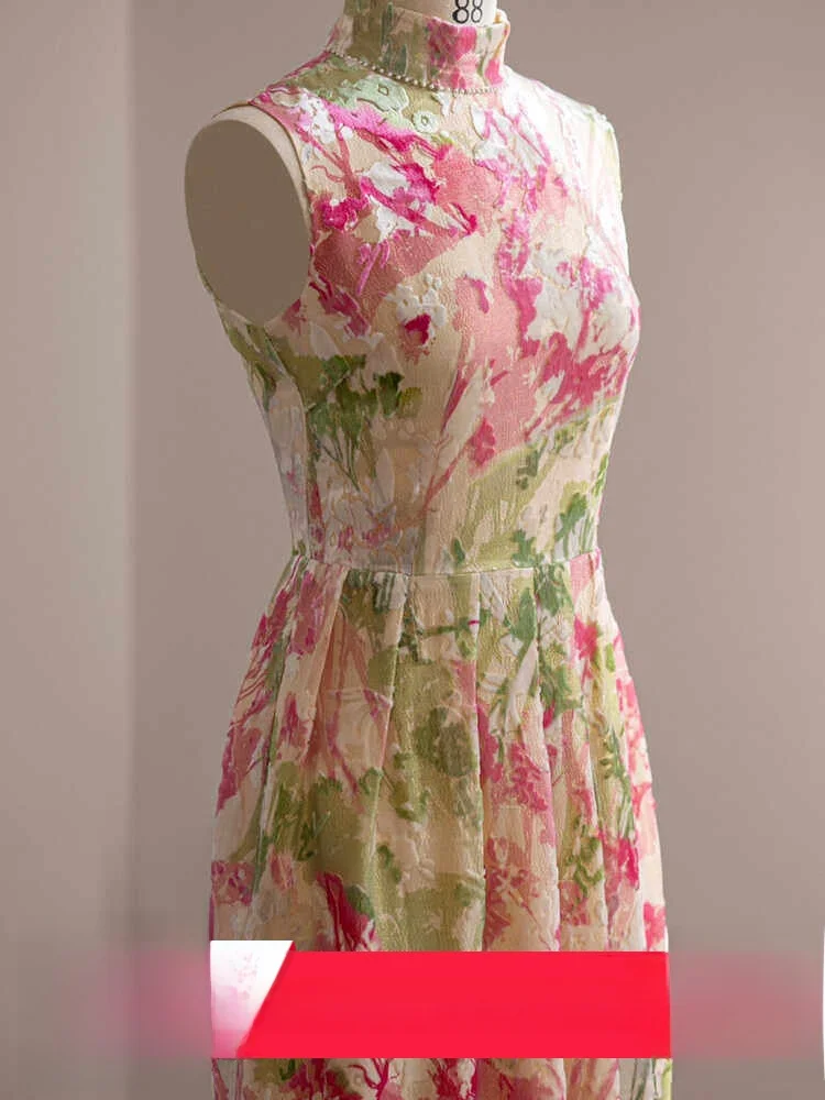 

New Chinese Sle Morning Dr Floral Print Sweet Ele Lady's Qipao Long Svel Retro Faion Daily Wear Luxury Wine ...