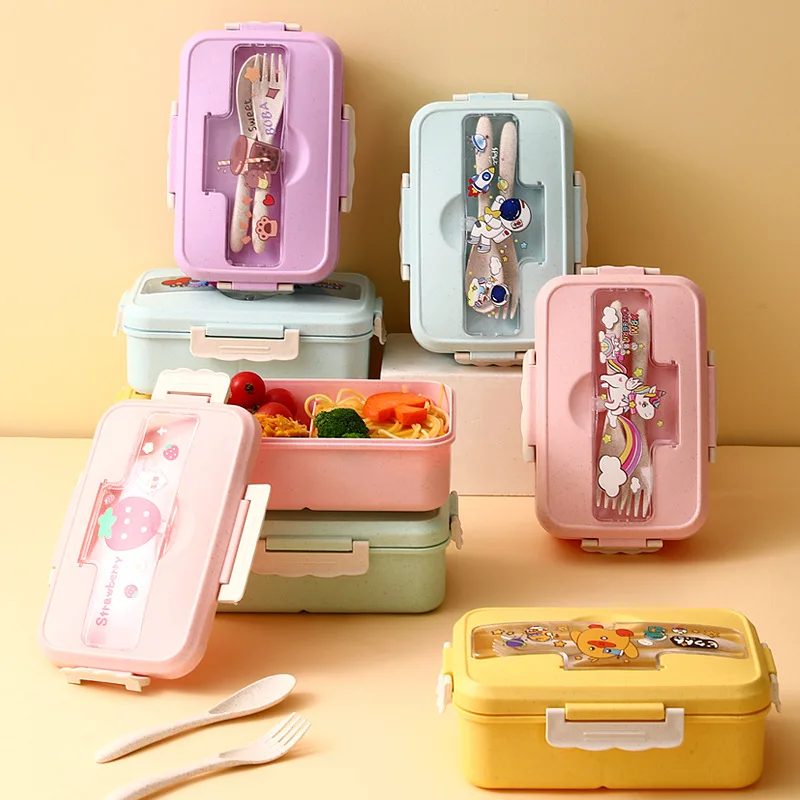 Cute Lunch Box for Kids Girls Boys With Compartments Bento Lunchbox School Child Leakproof Children\'s Food Snack Boxes New 2024