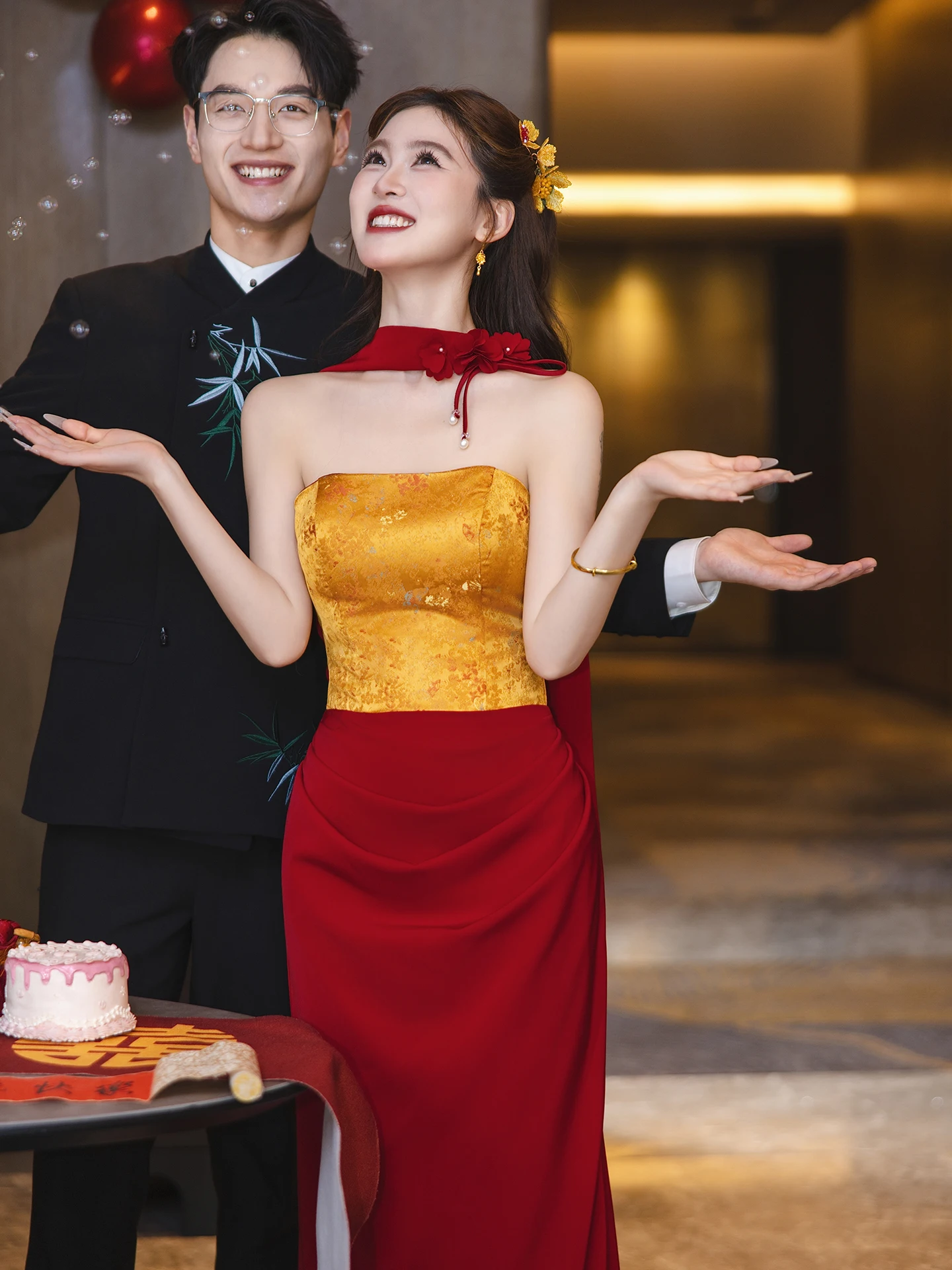 

Красное свадебное платье-комбинация для подружки невесты 2026 года, новый стиль, без бретелек, приталенное, для повседневной носки, винтажное, с вышивкой, длинная юбка