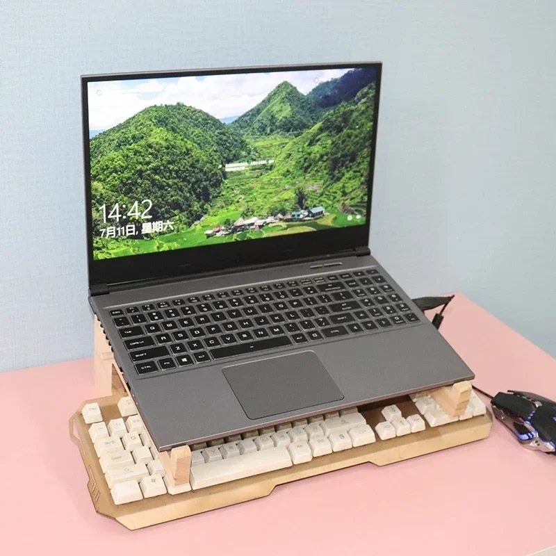 Dřevo notebook stánek sestavený lapdesk stoupačky pro 11-17 palec notebook dřevěný chladící držák pro macbook rokle vyztužené podpora báze topologického prostoru