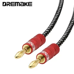 Cable de altavoz trenzado Hifi con enchufes Banana chapados en oro, Cable de altavoz OFC de cobre puro de alto hilo