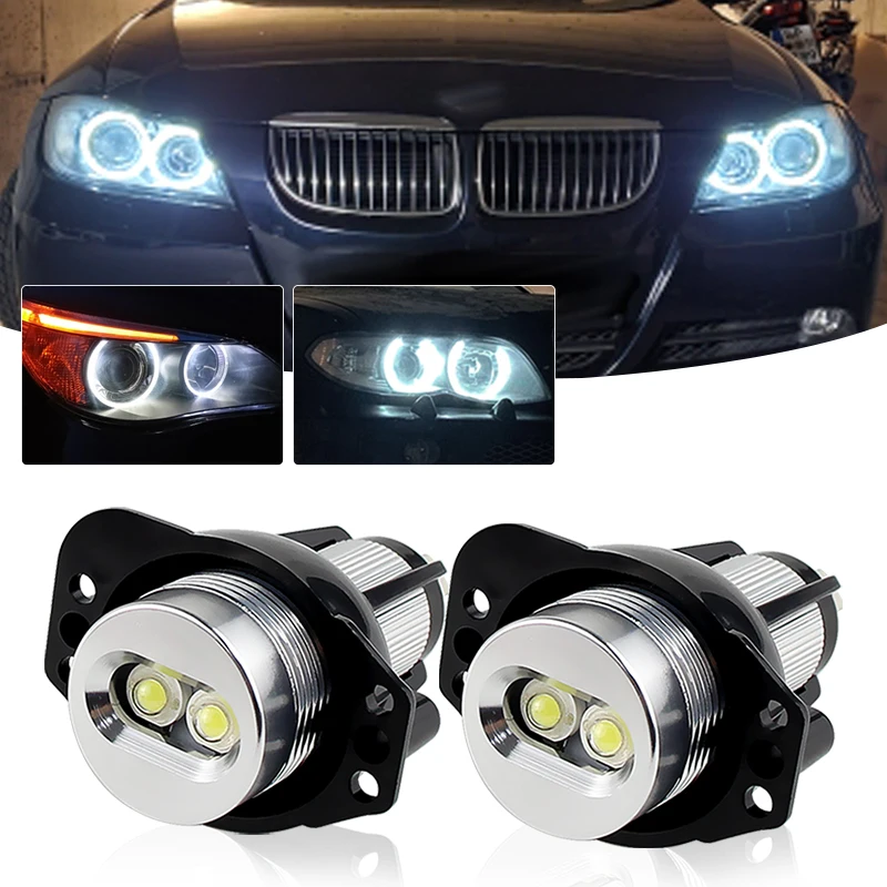 2 PCS 12V 20W LED Headlights Angel Eye Halo Ring Lamp Bulbs for BMW E90 E91 05-08 Car Light Accessory White LED Headlight Bulbs