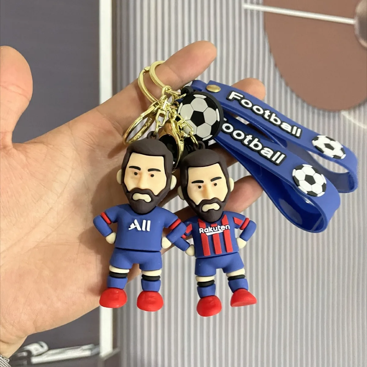 Football Star Ronaldo Figure Keychain Jewelry Bag Pendent Keyring