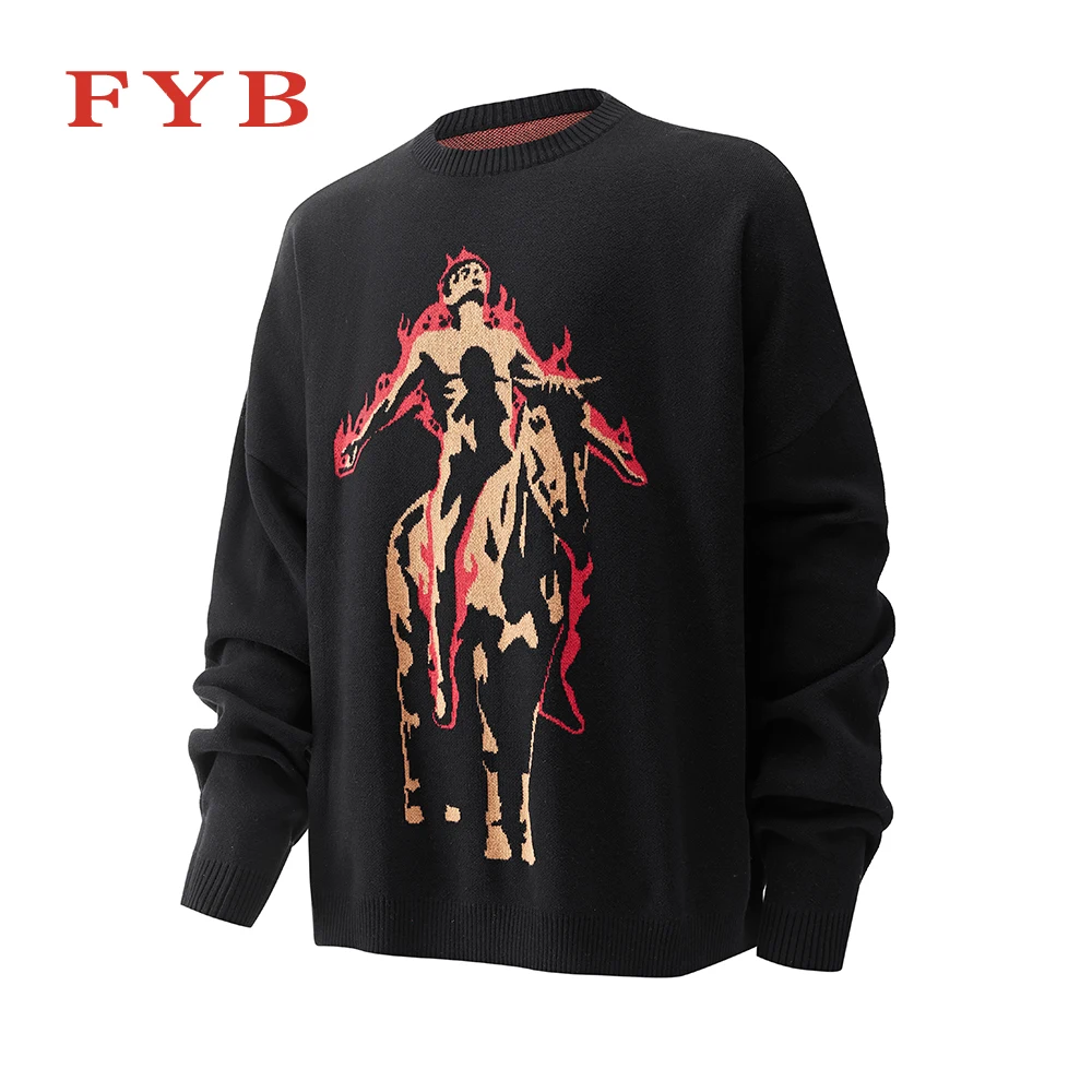 FYB Men Winter Plus Size Men's Dark Knight Retro Style Men's Cotton Loose Knit Pullover Sweater Free Shipping NS-5124