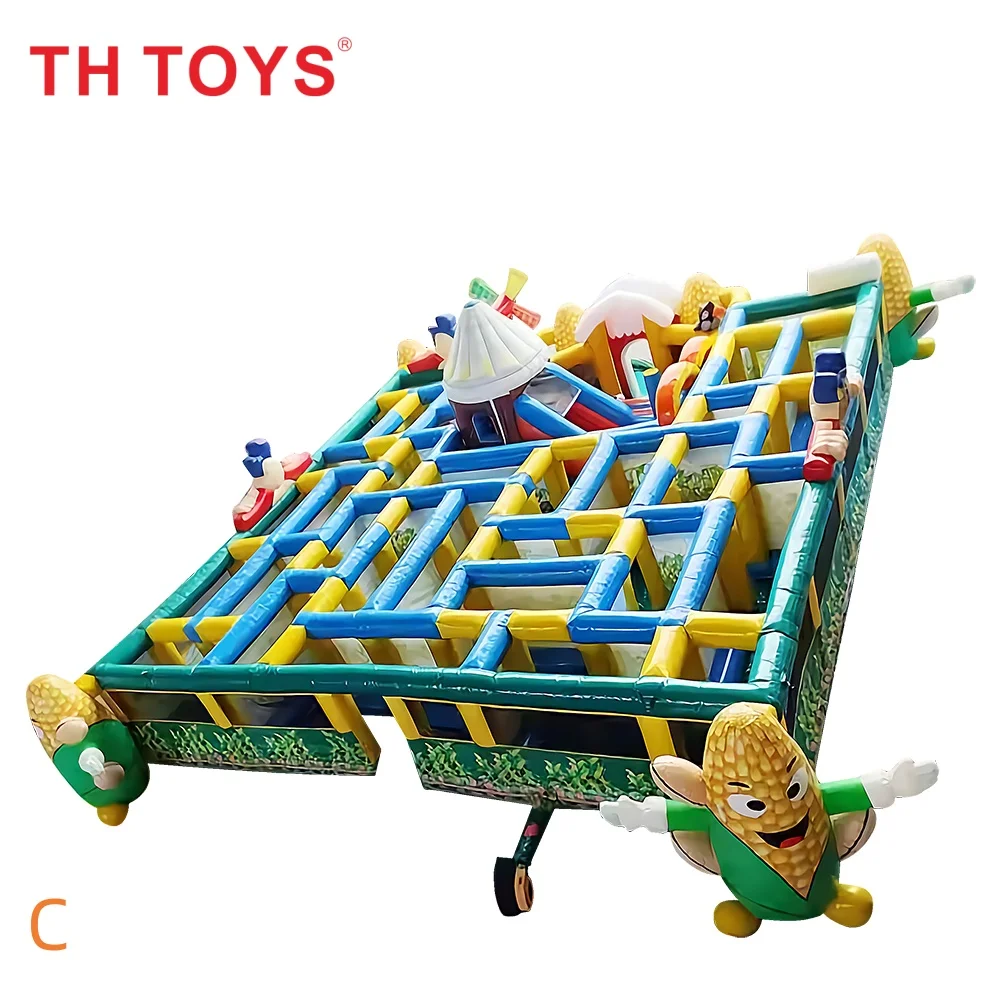 Par navire au port maritime, labyrinthe de maïs gonflable commercial en PVC, maison hantée d'halloween, ferme de maïs avec aire de jeux coulissante gonflable