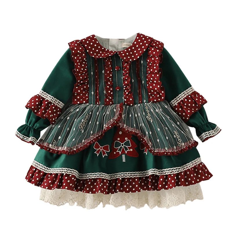 Novo espanhol menina vestido de festa vestido de princesa tribunal lolita inchado vestido