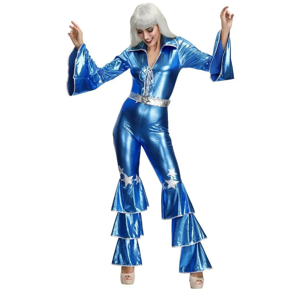 

Halloween Costume Blue Onesie 70s Disco Performance Nightclub Bar Female Singer Show Gift Traditional Chinese Stage Costume