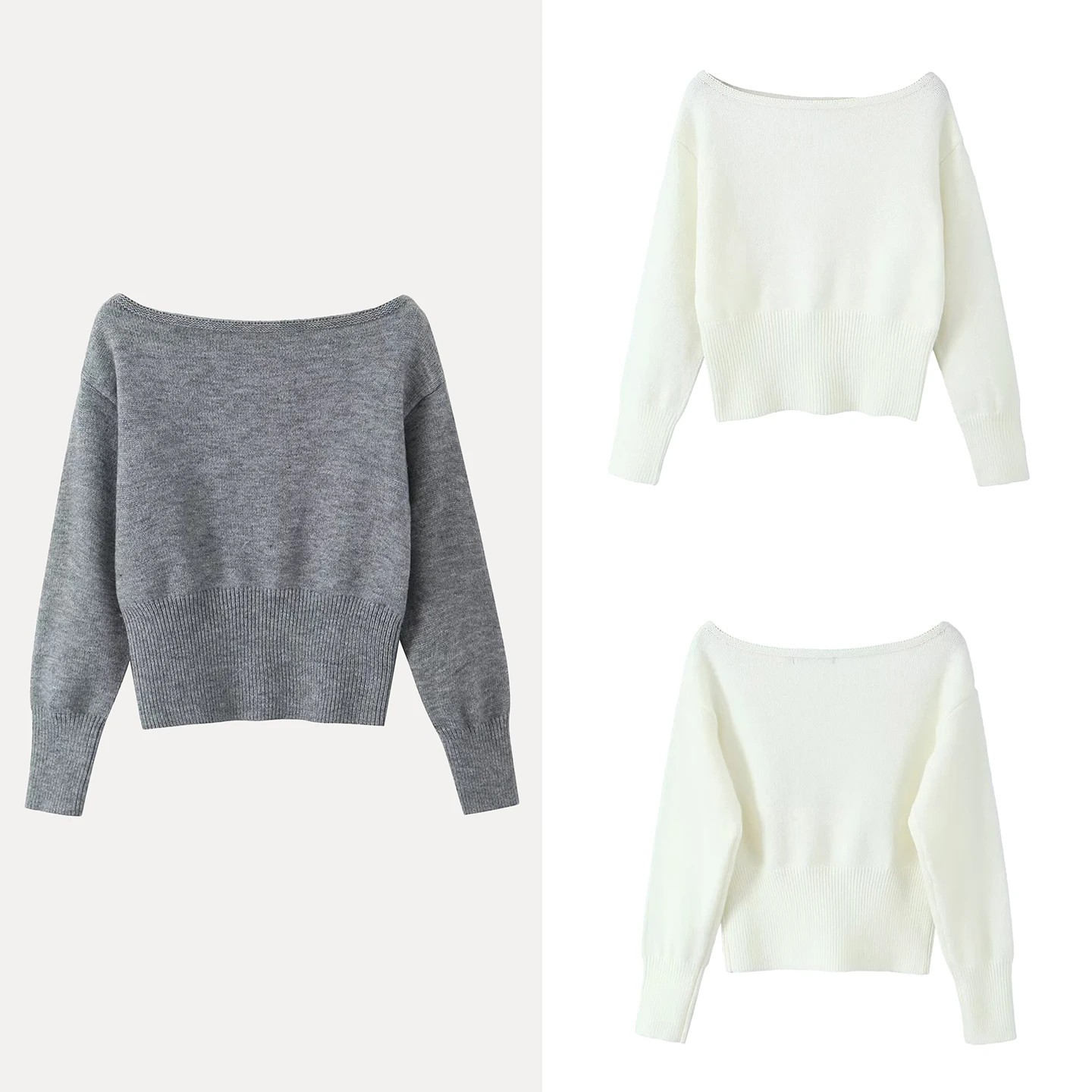 

oulder Bared Knitted Sweater Versatile Daily Wear Women's Faion 2025 Autumn New Arrival Z Brand Ladies' Knitwear