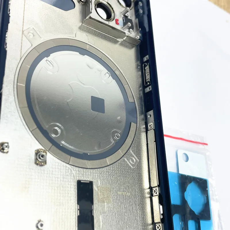 Cubierta Trasera para iPhone 13 13Mini Puerta de Batería Trasera de Vidrio + Marco Central, Bandeja SIM y Tecla Lateral de Repuesto con Logo CE 2