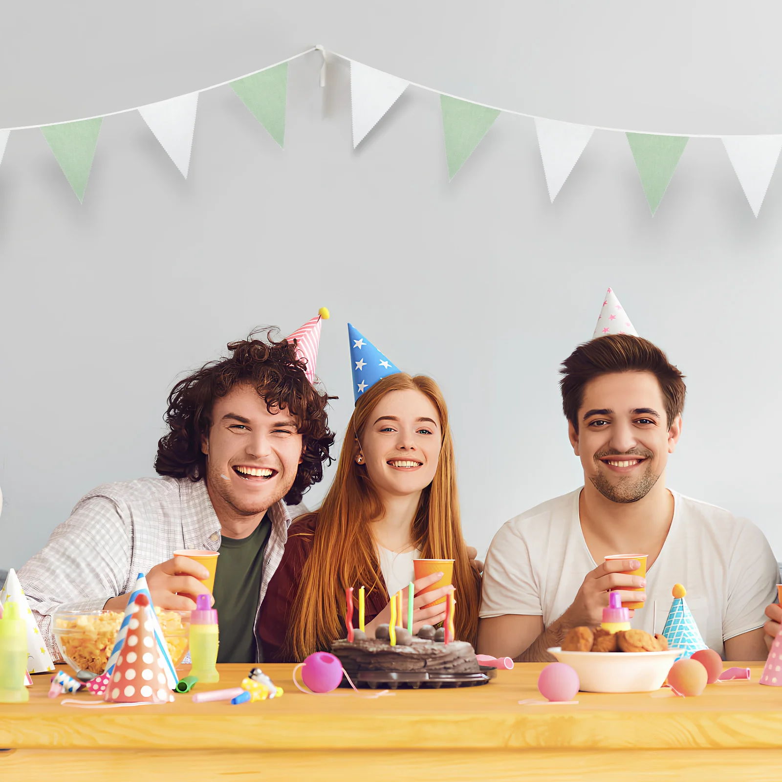 

42Pcs Birthday Bunting Triangle Flags Simple Decorations for Baby Shower Classroom Holiday Events Pennant Banner