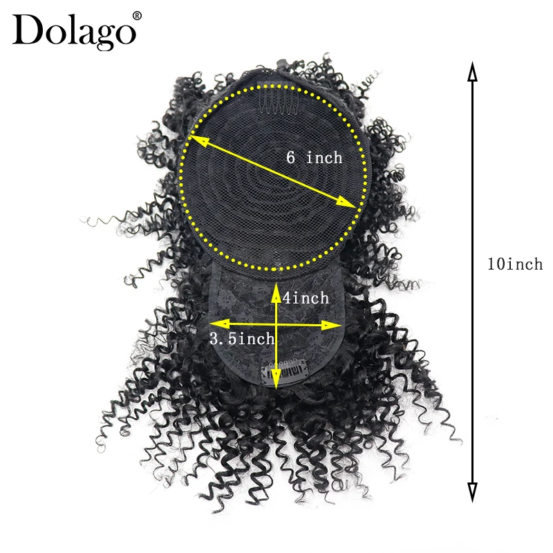 Afro Kinky Curly Ponytail Human Hair Pieces For Women Natural Black Clip In Ponytails With Bangs Drawstring Dolago Products