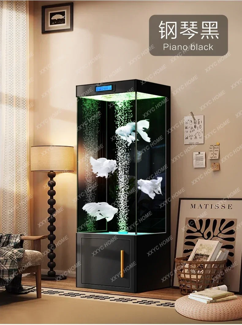 

YY160/320 liters Filtration and oxygen production integrated tubular glass fish tank living room medium and large smart aquariu