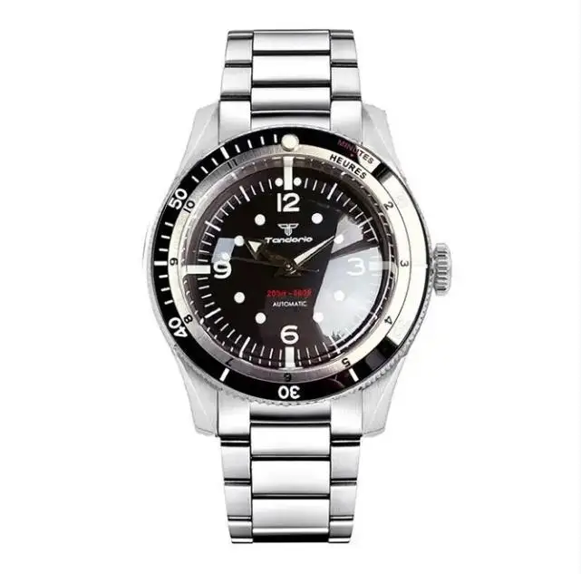 Tandorio New Diver 40mm Black Dial Watch Men NH35 PT5000 Automatic Bow Glass