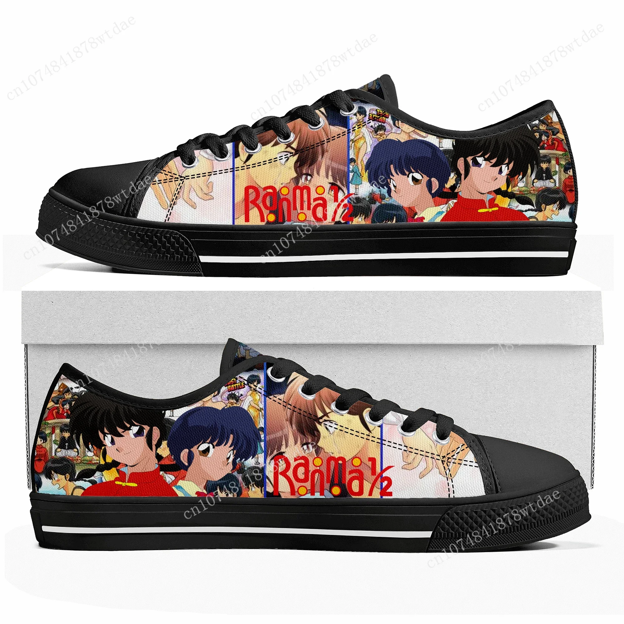 Ranma 1/2 Low Top Sneakers Womens Mens Teenager Tendo Akane High Quality Canvas Sneaker Casual Anime Cartoon Customize Shoes