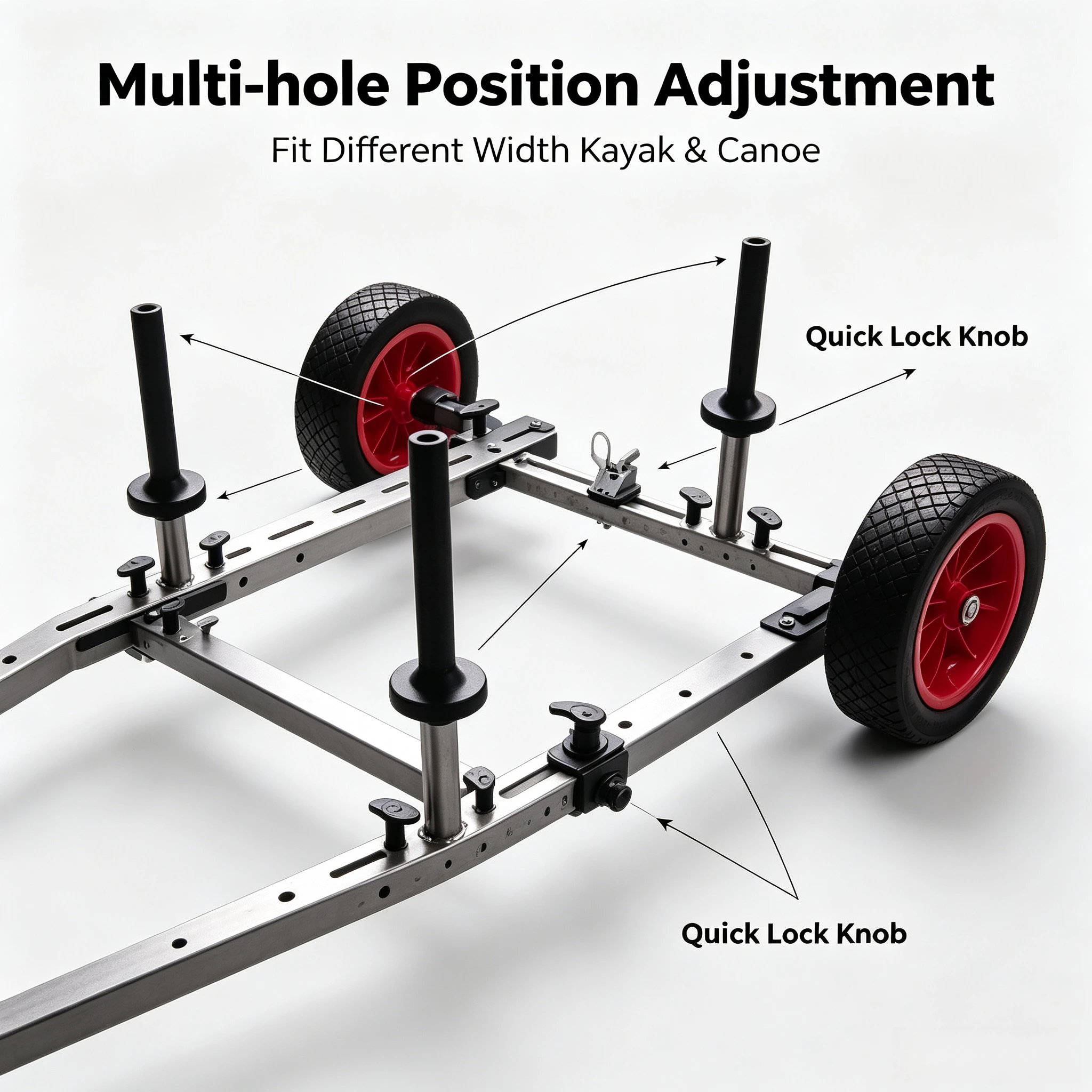 Manual Portable Foldable Easy Load Kayak Cart Dolly Transport Carrier Trolley for Fishing Kayak Canoe Boat Outdoor Moving