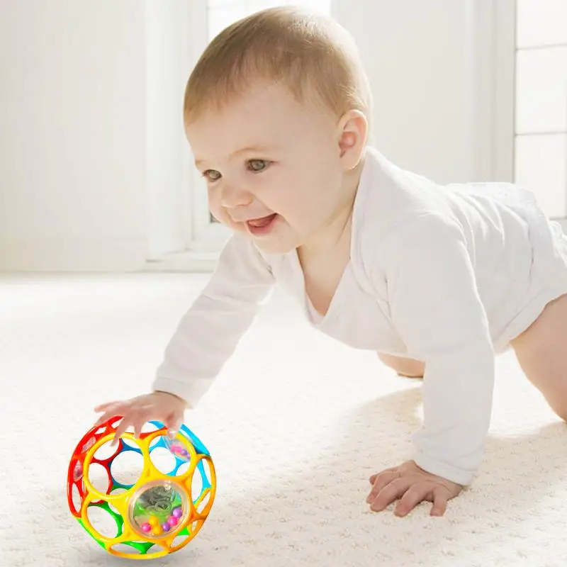 Bolas sensoriales para bebés, sonajero para bebés, juguete de agarre para la dentición, exploración sensorial, desarrollo de actividades, campanas de mano para bebés