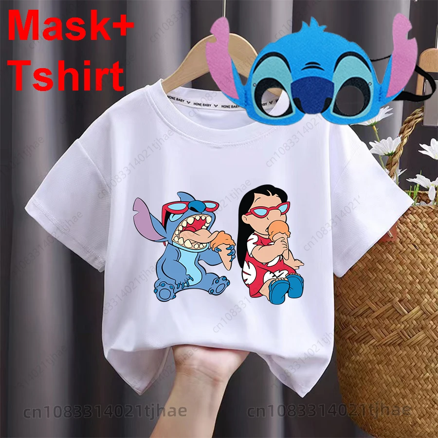 

Disney Lilo Stitch T Shirts for Kids Stitches Angle Party Tshirts for Baby T-Shirt for Boys T shirts for Girl Tops Tees