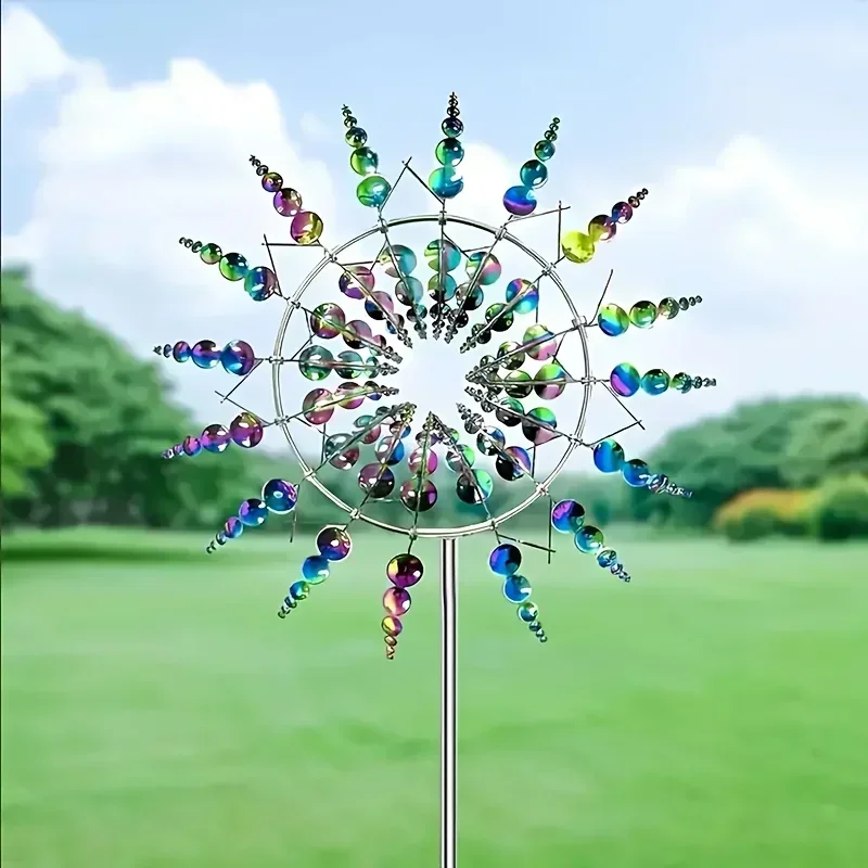 1PC Metal Windmill Rotator Creative Courtyard Garden Lawn Decoration Unique Wind Collector Magical Kinetic Energy