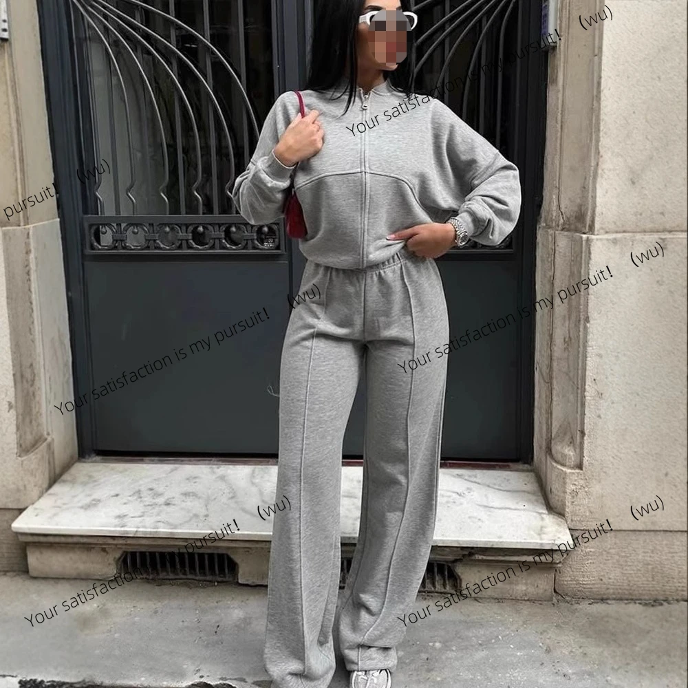 Cárdigan informal europeo y americano para otoño e invierno, conjunto deportivo de dos piezas a la moda para mujer
