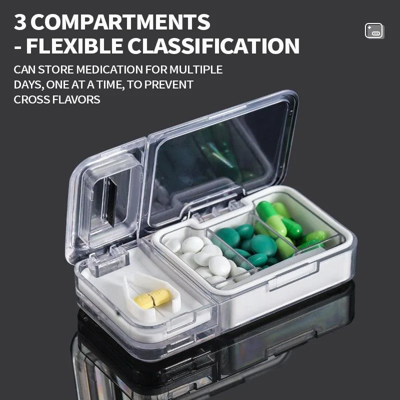 Advanced portable medicine box-divided into two parts with medicine cutter-multifunctional precision medicine cutter 1/2 medicin