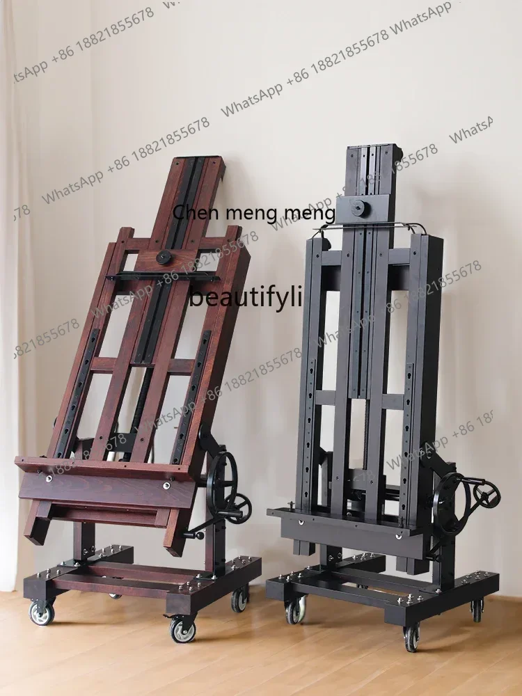 ss7486 SS new style Oil Easel Stand Dual-Purpose Hand-Cranked Solid Wood Giant Easel
